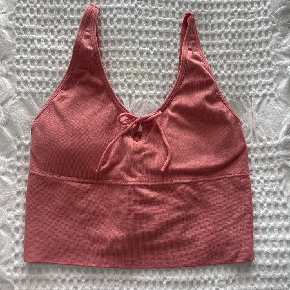 Amazon Women’s Pink Tie-Front Bralette Workout Tank Top